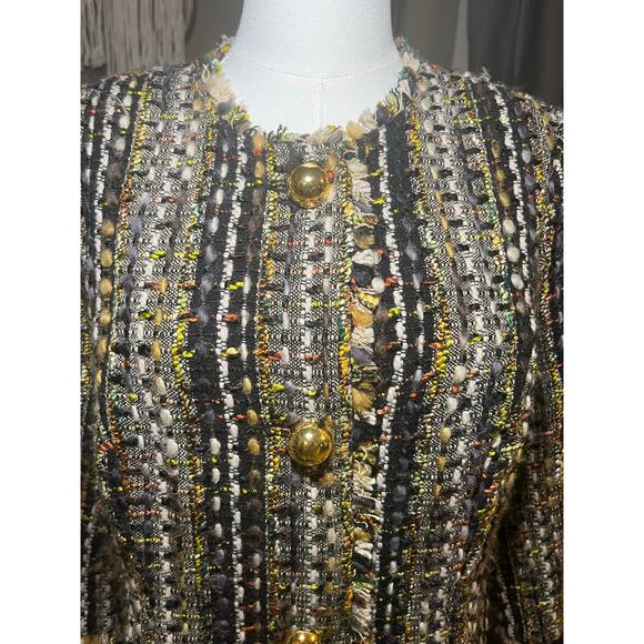 Cabi 175 Paris Tweed Jacket Size M Old Money Preppy Bouclé Fringe Trim Blazer - Picture 3 of 9